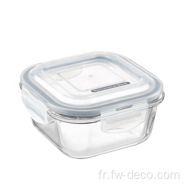 Borosilicate Glass Square Aliments Stockage avec couvercle en plastique